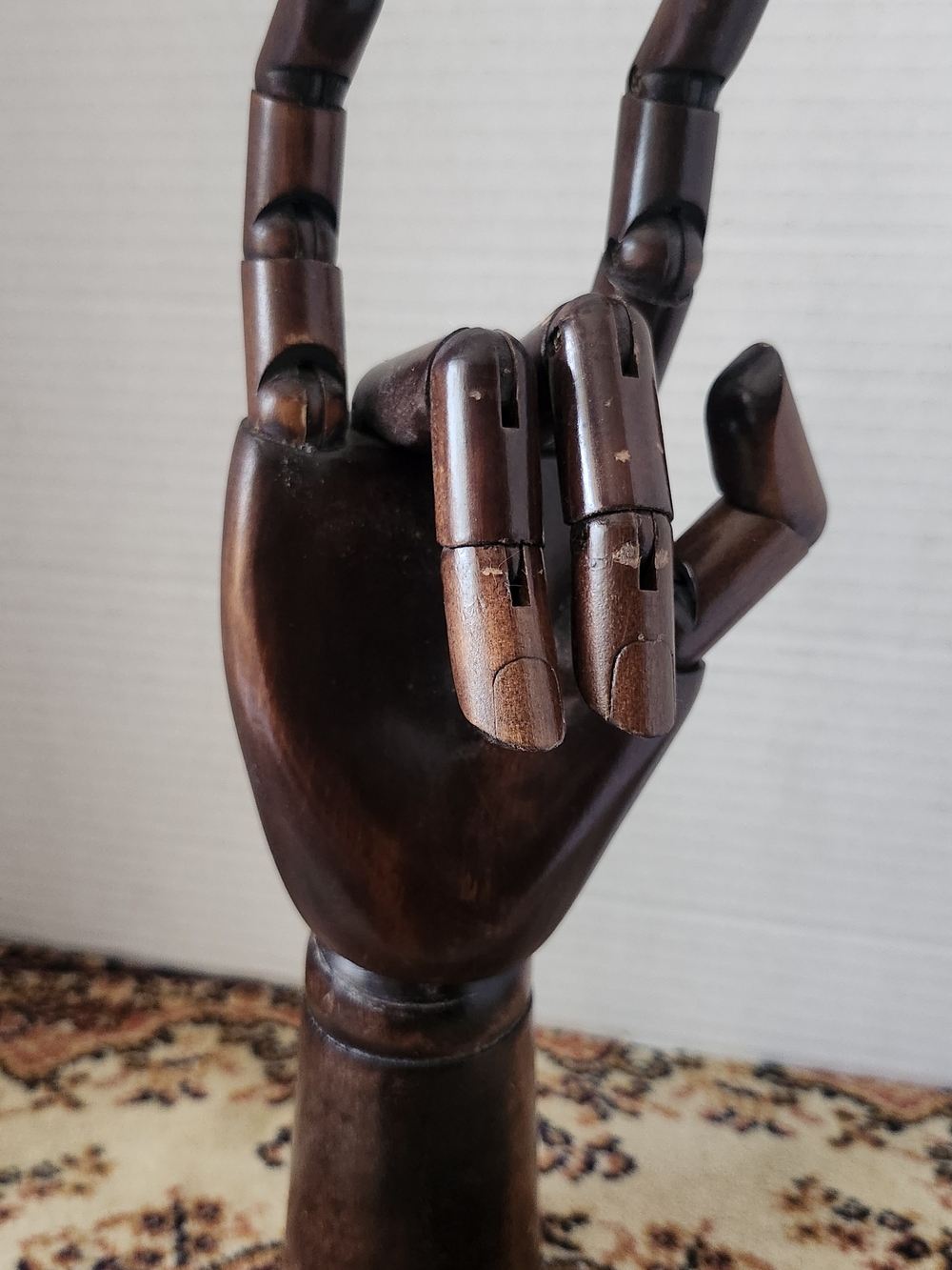 VINTAGE Wooden Articulated Hand Display - Dark Brown